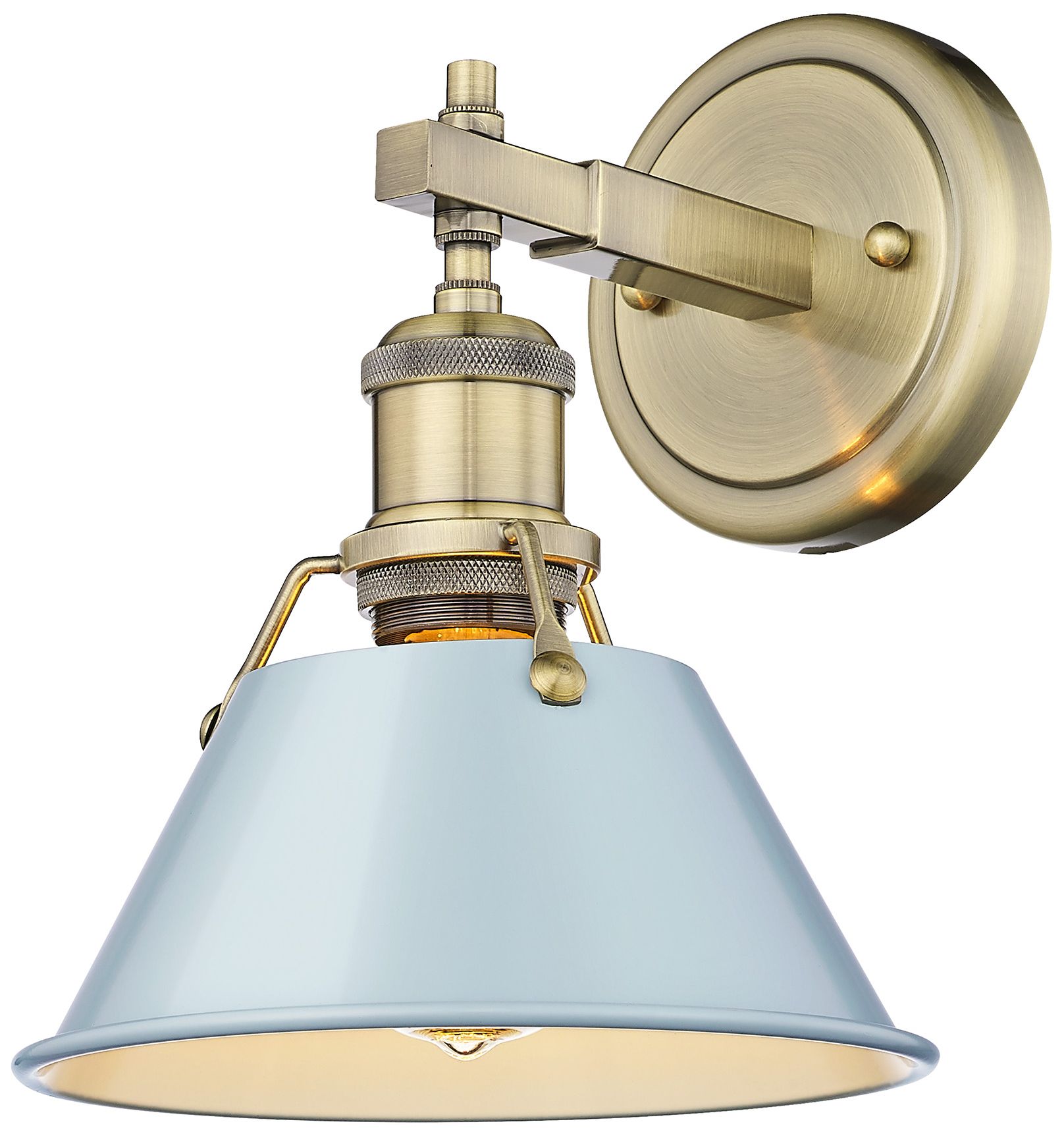 Orwell 7.5" Wide 1-Light Aged Brass Wall Sconce with Seafoam Shade