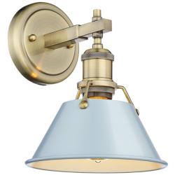 Orwell 7.5&quot; Wide 1-Light Aged Brass Wall Sconce with Seafoam Shade