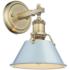 Orwell 7.5" Wide 1-Light Aged Brass Wall Sconce with Seafoam Shade