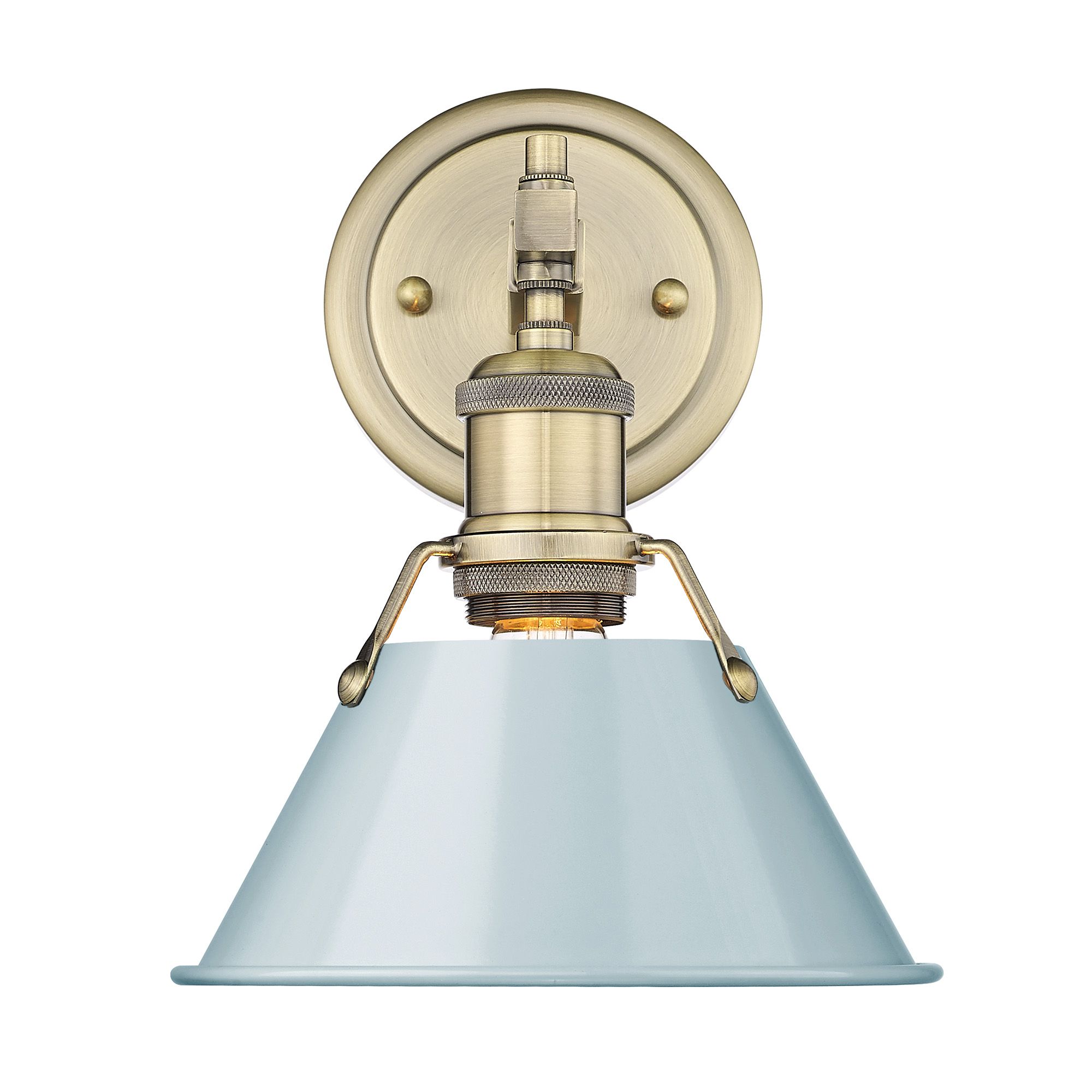 Image 2 Orwell 7.5" Wide 1-Light Aged Brass Wall Sconce with Seafoam Shade more views