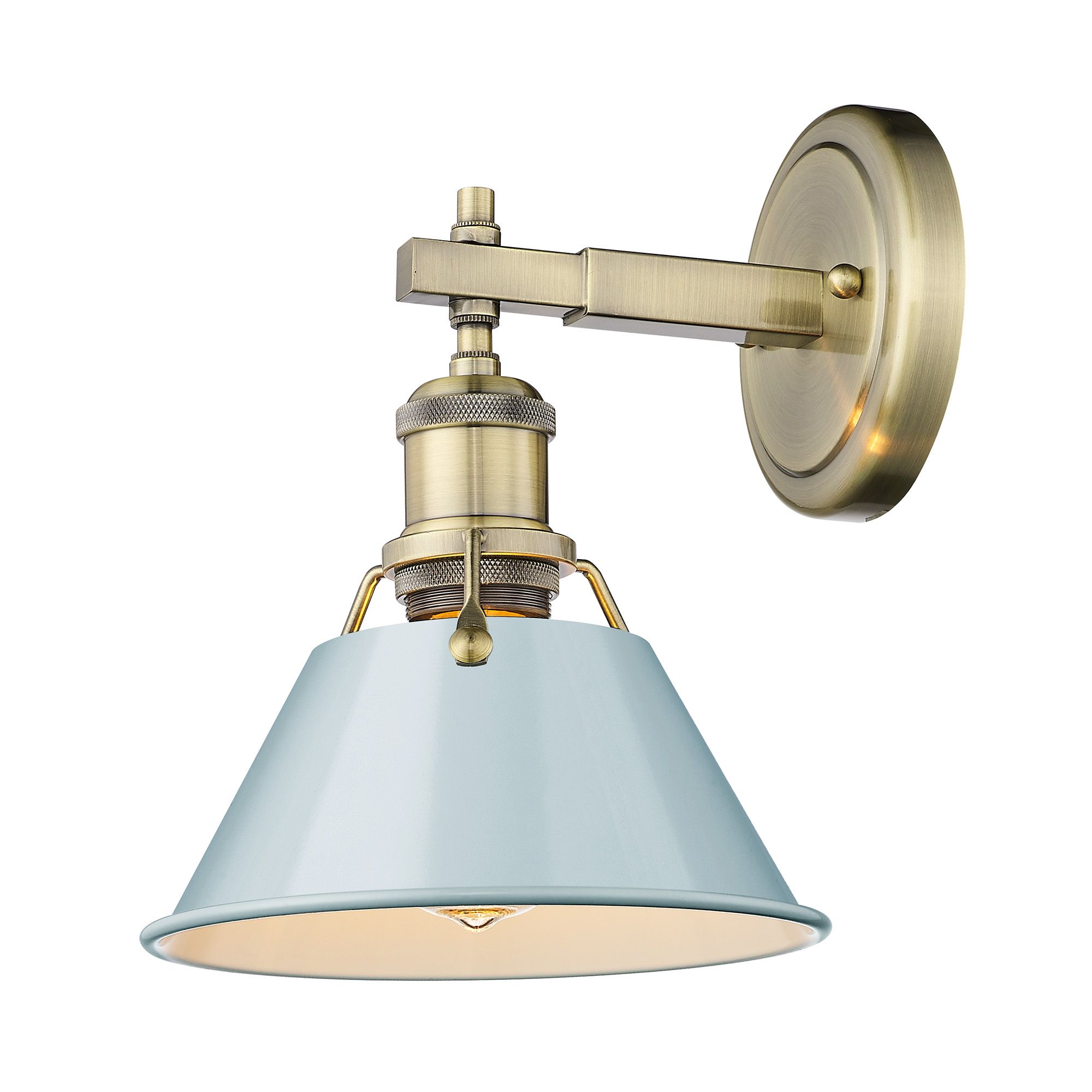Image 3 Orwell 7.5" Wide 1-Light Aged Brass Wall Sconce with Seafoam Shade more views