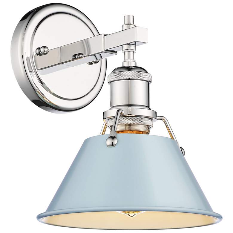 Image 1 Orwell 7.5 inch Wide 1-Light Chrome Wall Sconce with Seafoam Shade
