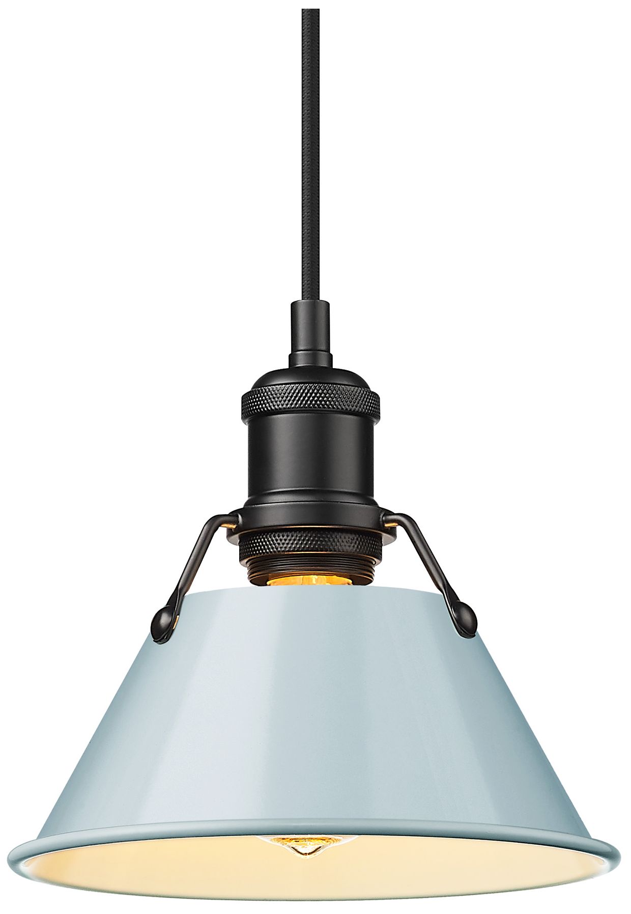 Image 2 Orwell 7.5" Wide 1-Light Matte Black Mini Pendant with Seafoam Shade