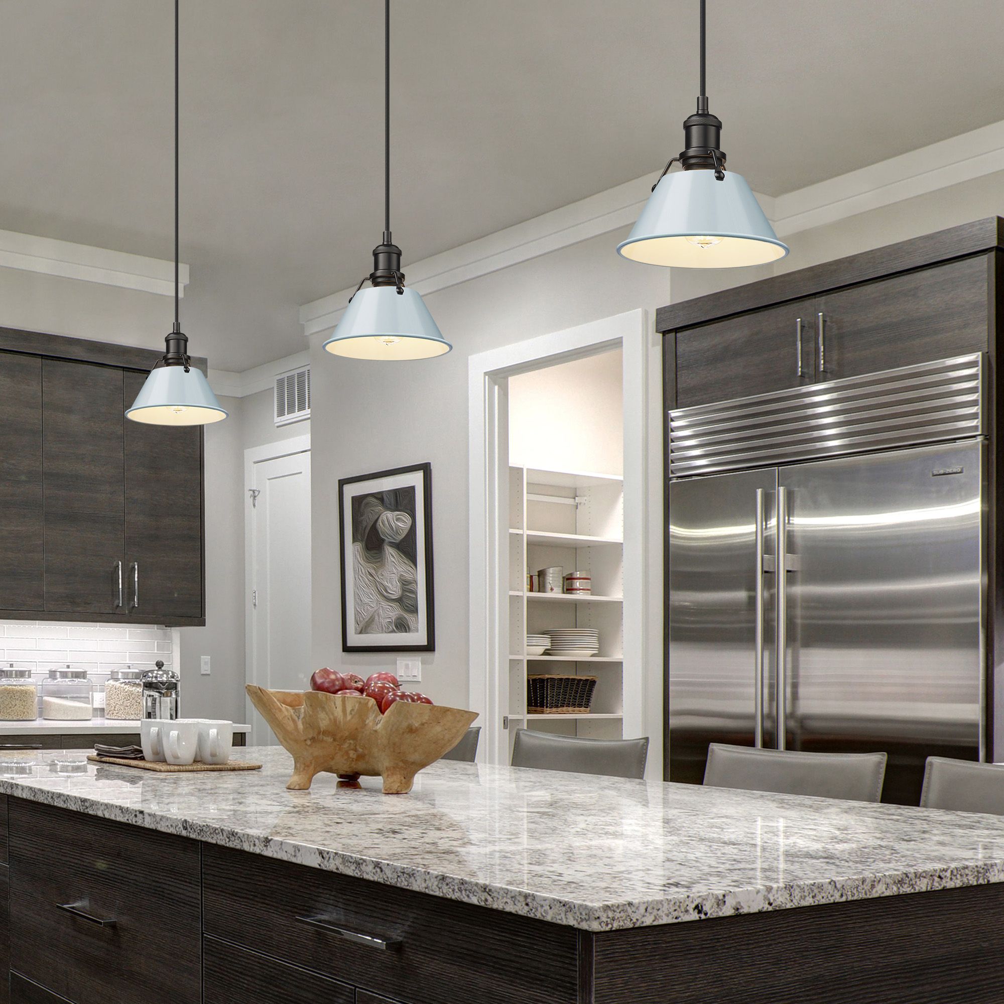 Image 5 Orwell 7.5" Wide 1-Light Matte Black Mini Pendant with Seafoam Shade more views