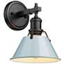 Orwell 7.5" Wide 1-Light Matte Black Wall Sconce with Seafoam Shade