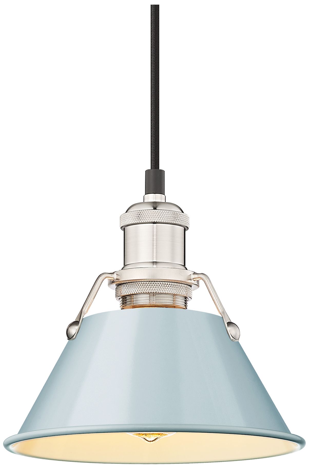 Image 2 Orwell 7.5" Wide 1-Light Pewter Mini Pendant with Seafoam Shade