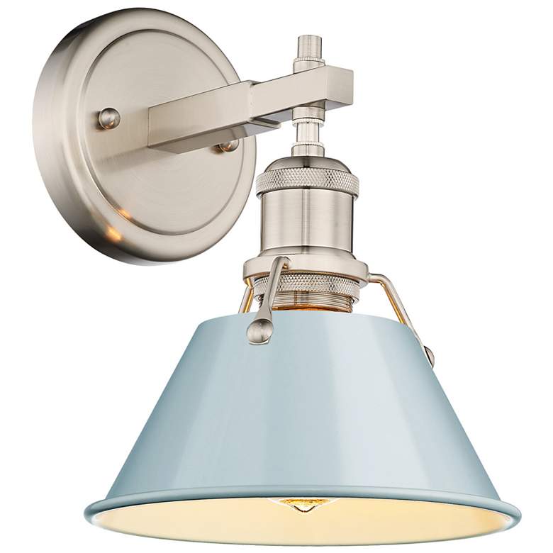 Image 1 Orwell 7.5" Wide 1-Light Pewter Wall Sconce with Seafoam Shade