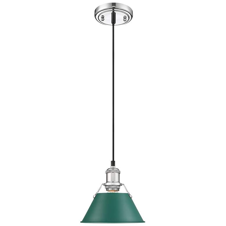 Image 1 Orwell 7.5" Wide Small Pendant in Chrome with Pine Green