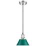 1_Orwell 7.5" Wide Small Pendant in Chrome with Pine Green