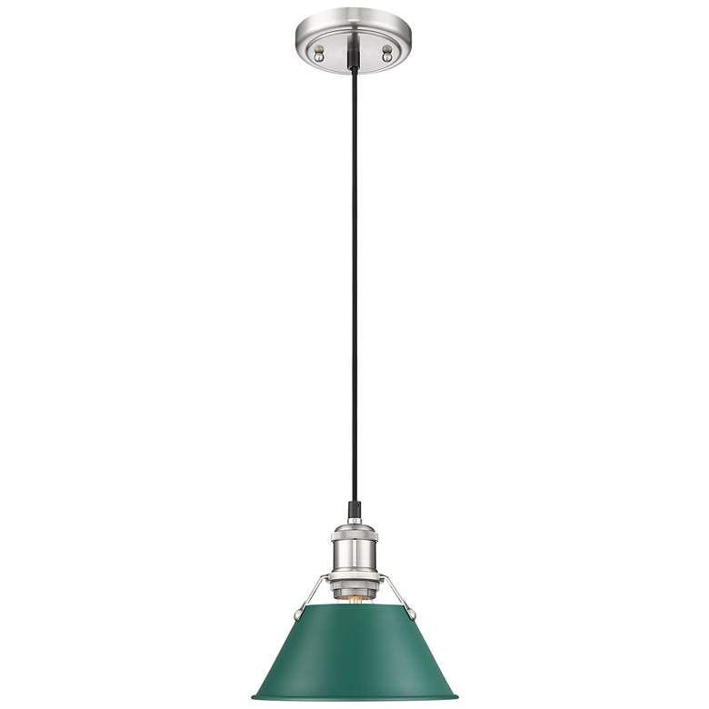 Image 1 Orwell 7.5" Wide Small Pendant in Pewter with Pine Green