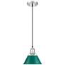 1_Orwell 7.5" Wide Small Pendant in Pewter with Pine Green