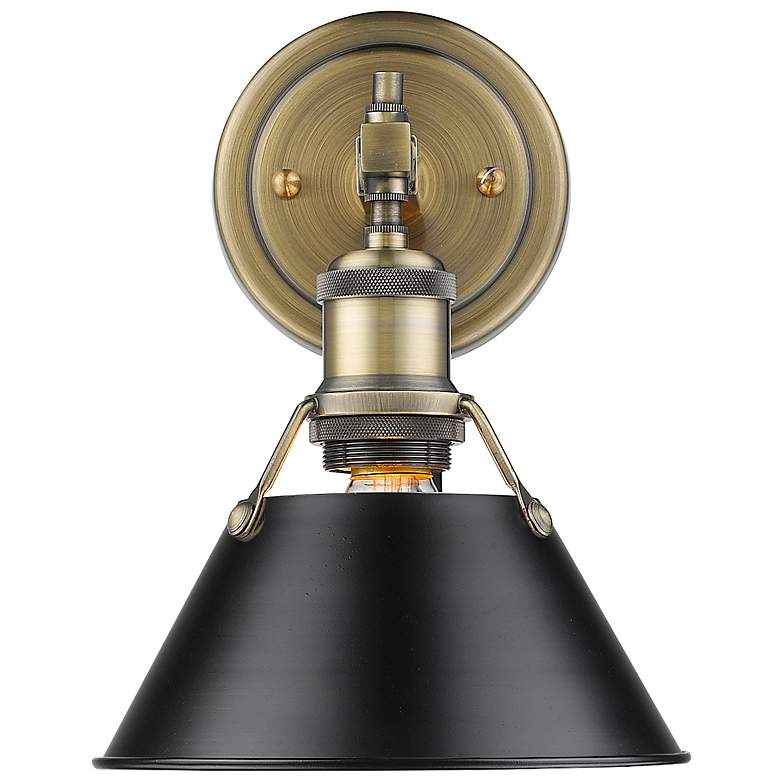 Image 1 Orwell 7 1/2" Wide 1-Light Wall Sconce in Aged Brass with Matte Black