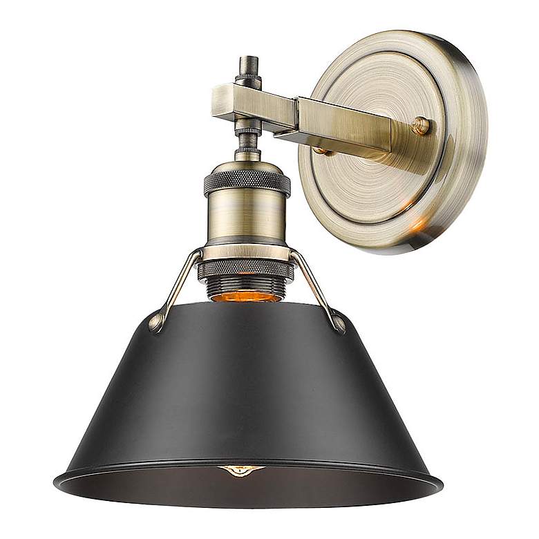 Image 2 Orwell 7 1/2" Wide 1-Light Wall Sconce in Aged Brass with Matte Black more views