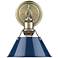 Orwell 7 1/2" Wide Aged Brass 1-Light Wall Sconce with Navy Blue
