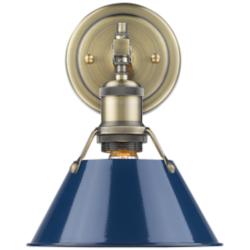Orwell 7 1/2&quot; Wide Aged Brass 1-Light Wall Sconce with Navy Blue