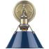 Orwell 7 1/2" Wide Aged Brass 1-Light Wall Sconce with Navy Blue