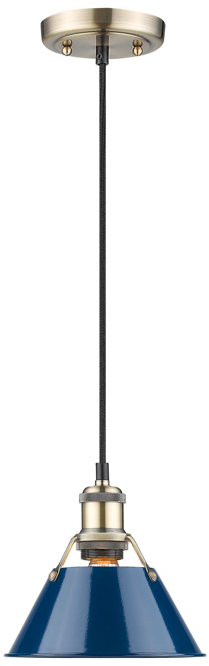 Orwell 7 1/2" Wide Aged Brass and Matte Navy Mini Pendant