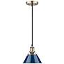 1_Orwell 7 1/2" Wide Aged Brass and Matte Navy Mini Pendant