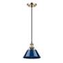 2_Orwell 7 1/2" Wide Aged Brass and Matte Navy Mini Pendant more views
