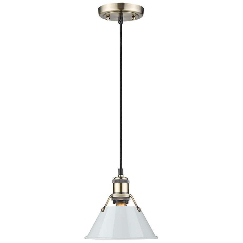 Image 1 Orwell 7 1/2" Wide Aged Brass Mini Pendant w/ Dusky Blue