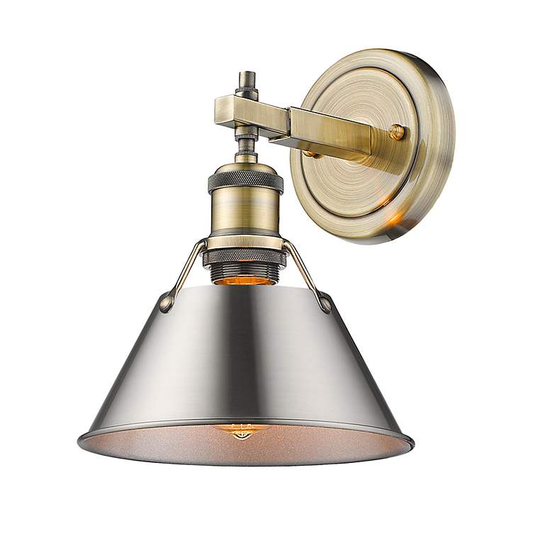 Image 2 Orwell 7 1/2" Wide Bath Fixture in Aged Brass with Pewter more views