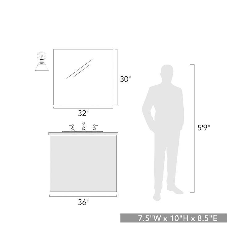 Image 3 Orwell 7 1/2" Wide Bath Fixture in Matte Black with Chrome more views