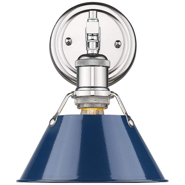 Image 1 Orwell 7 1/2" Wide Chrome 1-Light Wall Sconce with Navy Blue