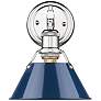 Orwell 7 1/2" Wide Chrome 1-Light Wall Sconce with Navy Blue