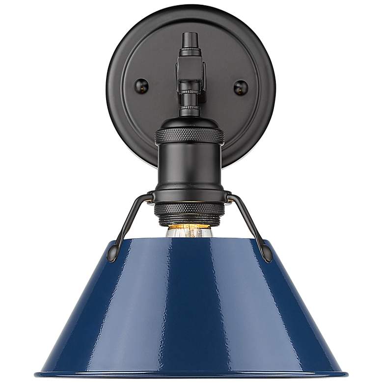 Image 1 Orwell 7 1/2" Wide Matte Black 1-Light Wall Sconce with Matte Navy
