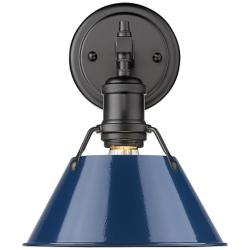 Orwell 7 1/2&quot; Wide Matte Black 1-Light Wall Sconce with Matte Navy
