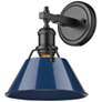 Orwell 7 1/2" Wide Matte Black 1-Light Wall Sconce with Matte Navy