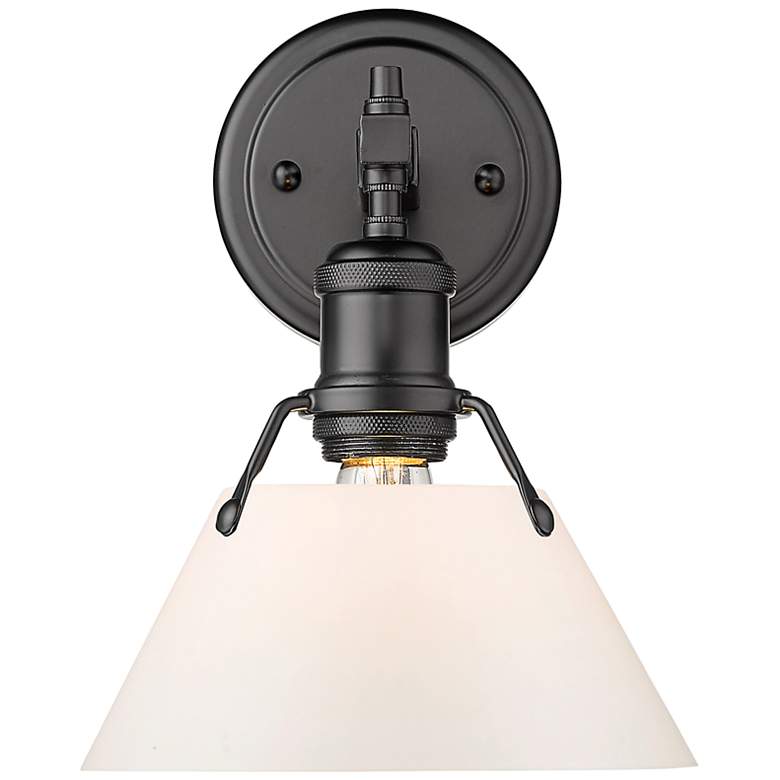 Image 1 Orwell 7 1/2" Wide Matte Black 1-Light Wall Sconce with Opal Glass