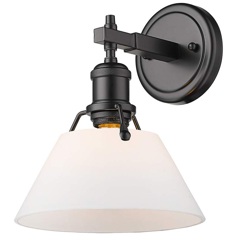 Image 3 Orwell 7 1/2" Wide Matte Black 1-Light Wall Sconce with Opal Glass more views