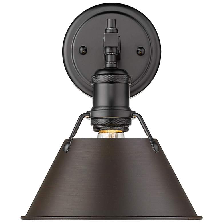 Image 1 Orwell 7 1/2 inch Wide Matte Black 1-Light Wall Sconce with Rubbed Bronze