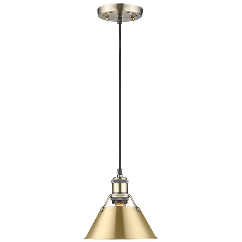 Image 1 Orwell 7 1/2" Wide Mini Pendant in Aged Brass with Brushed Champagne B