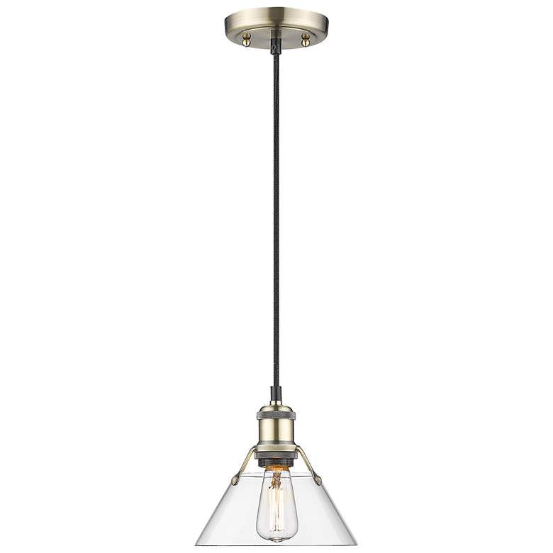 Image 1 Orwell 7 1/2" Wide Mini Pendant in Aged Brass with Clear Glass
