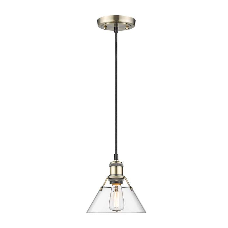 Image 2 Orwell 7 1/2" Wide Mini Pendant in Aged Brass with Clear Glass more views