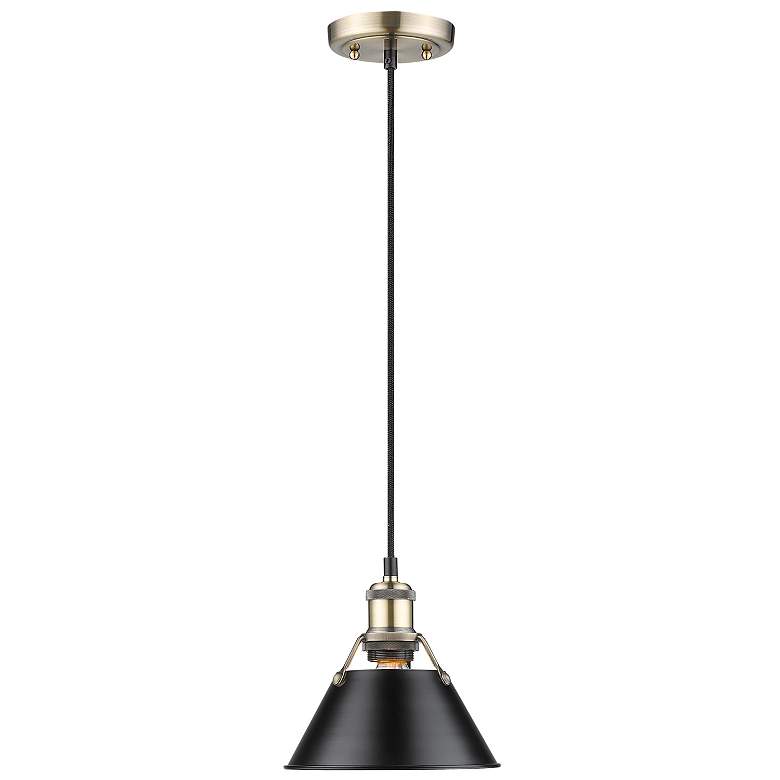 Image 1 Orwell 7 1/2" Wide Mini Pendant in Aged Brass with Matte Black