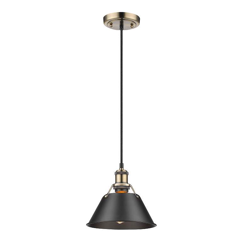 Image 2 Orwell 7 1/2" Wide Mini Pendant in Aged Brass with Matte Black more views