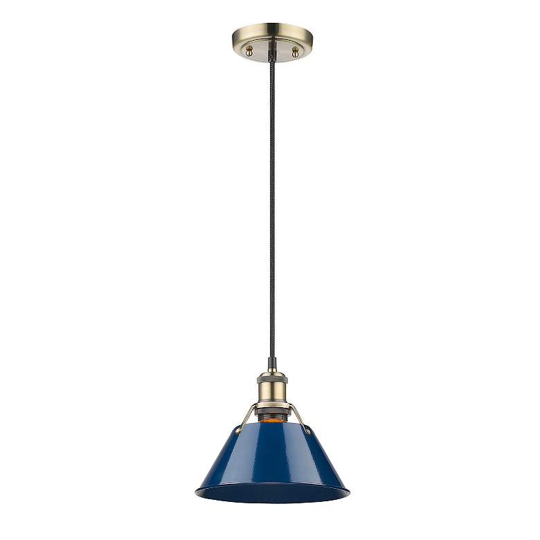Image 2 Orwell 7 1/2" Wide Mini Pendant in Aged Brass with Matte Navy more views