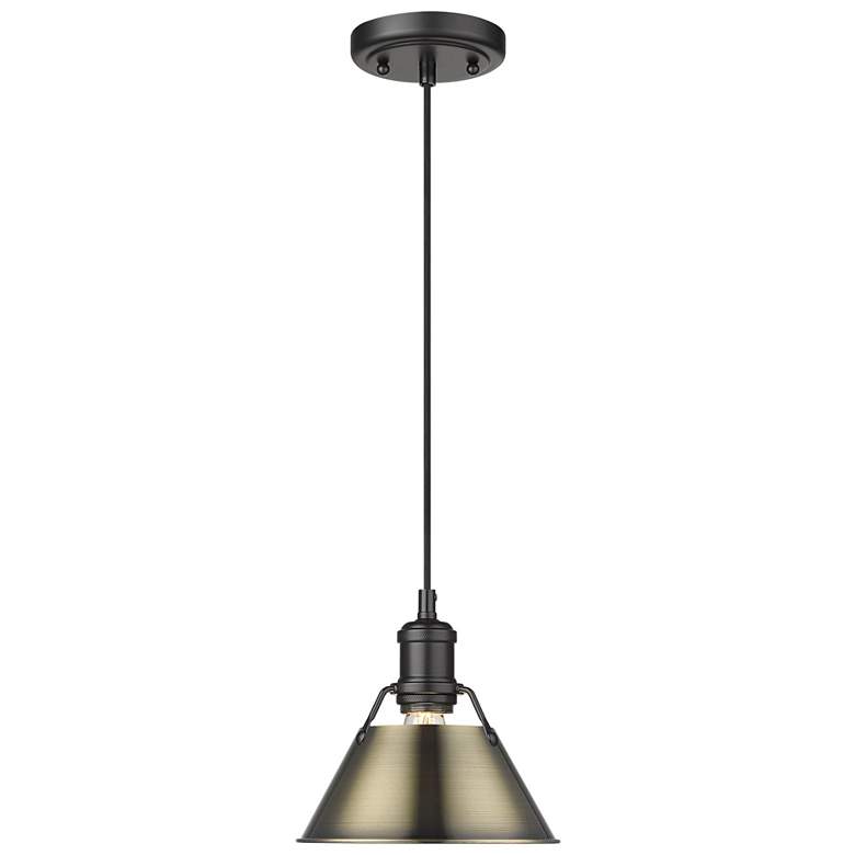 Image 1 Orwell 7 1/2" Wide Mini Pendant in Matte Black with Aged Brass