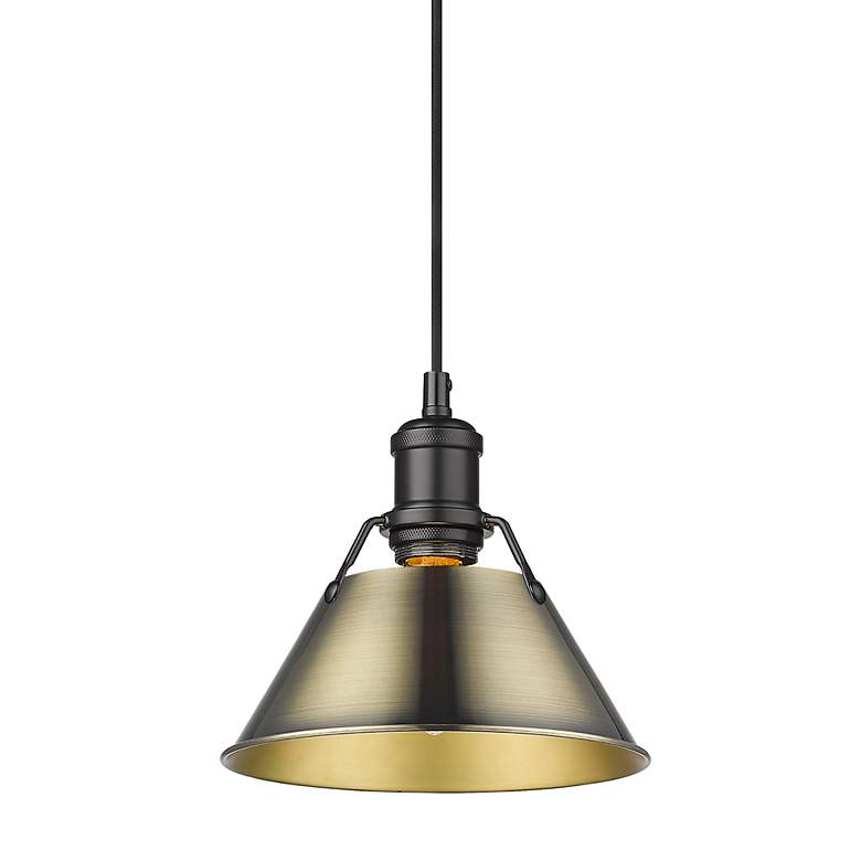 Image 3 Orwell 7 1/2" Wide Mini Pendant in Matte Black with Aged Brass more views