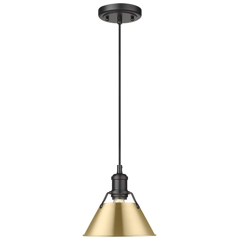 Image 1 Orwell 7 1/2" Wide Mini Pendant in Matte Black with Champagne Bronze