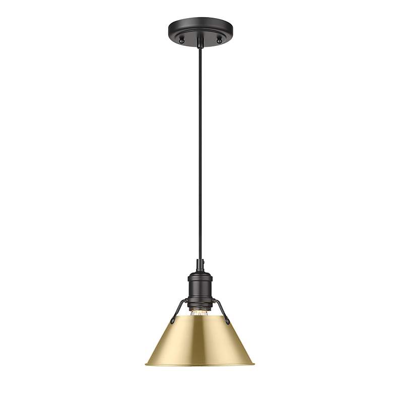 Image 2 Orwell 7 1/2" Wide Mini Pendant in Matte Black with Champagne Bronze more views