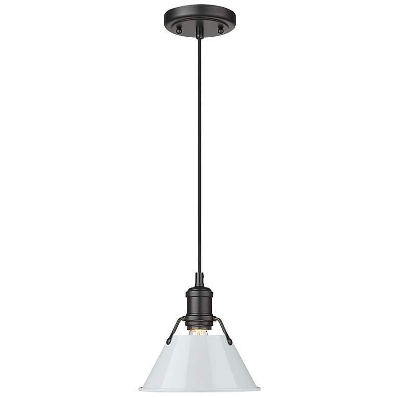 Image 1 Orwell 7 1/2" Wide Mini Pendant in Matte Black with Dusky Blue