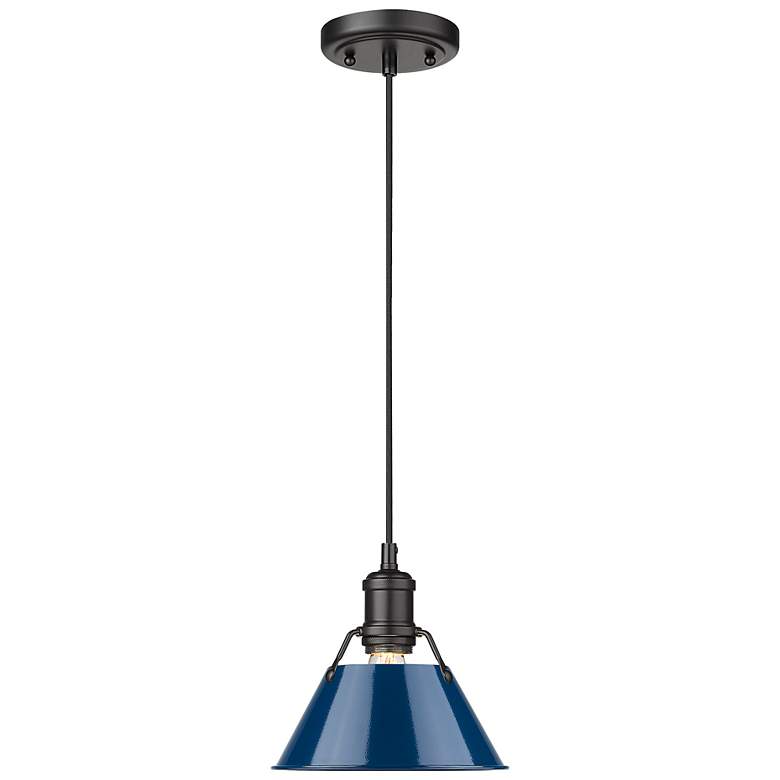 Image 1 Orwell 7 1/2" Wide Mini Pendant in Matte Black with Matte Navy