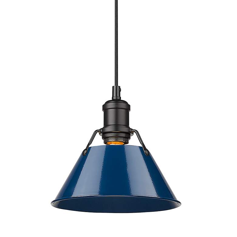 Image 2 Orwell 7 1/2" Wide Mini Pendant in Matte Black with Matte Navy more views