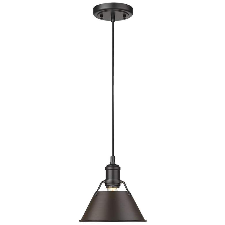 Image 1 Orwell 7 1/2" Wide Mini Pendant in Matte Black with Rubbed Bronze