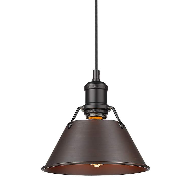 Image 2 Orwell 7 1/2" Wide Mini Pendant in Matte Black with Rubbed Bronze more views
