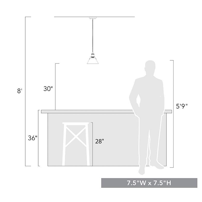 Image 3 Orwell 7 1/2" Wide Mini Pendant in Matte Black with Rubbed Bronze more views